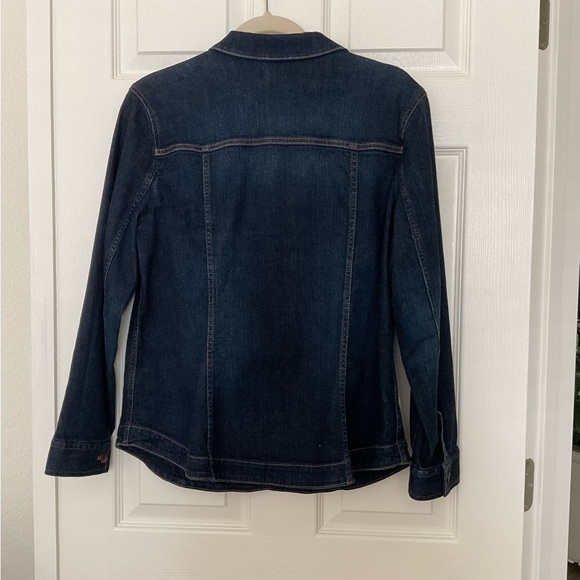 J Jill Woman’s Blue Jean Trucker Jacket Denim Coat Button Up Stretch Size MP - Picture 2 of 5